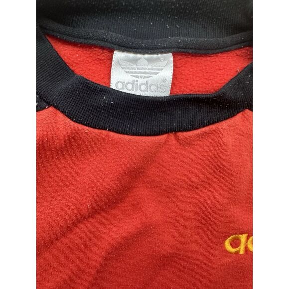 Adidas Crew Neck Sweatshirt 60’s 70’s Red Black White Embroidered Logo VTG - Picture 2 of 13
